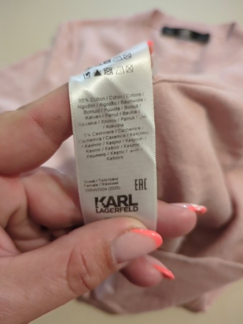 Pull - Karl Lagerfeld - Xs - Rose - Strass Coton Cachemire