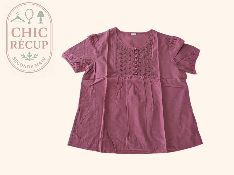 Blouse Damart - 46 - Rose - Broderies