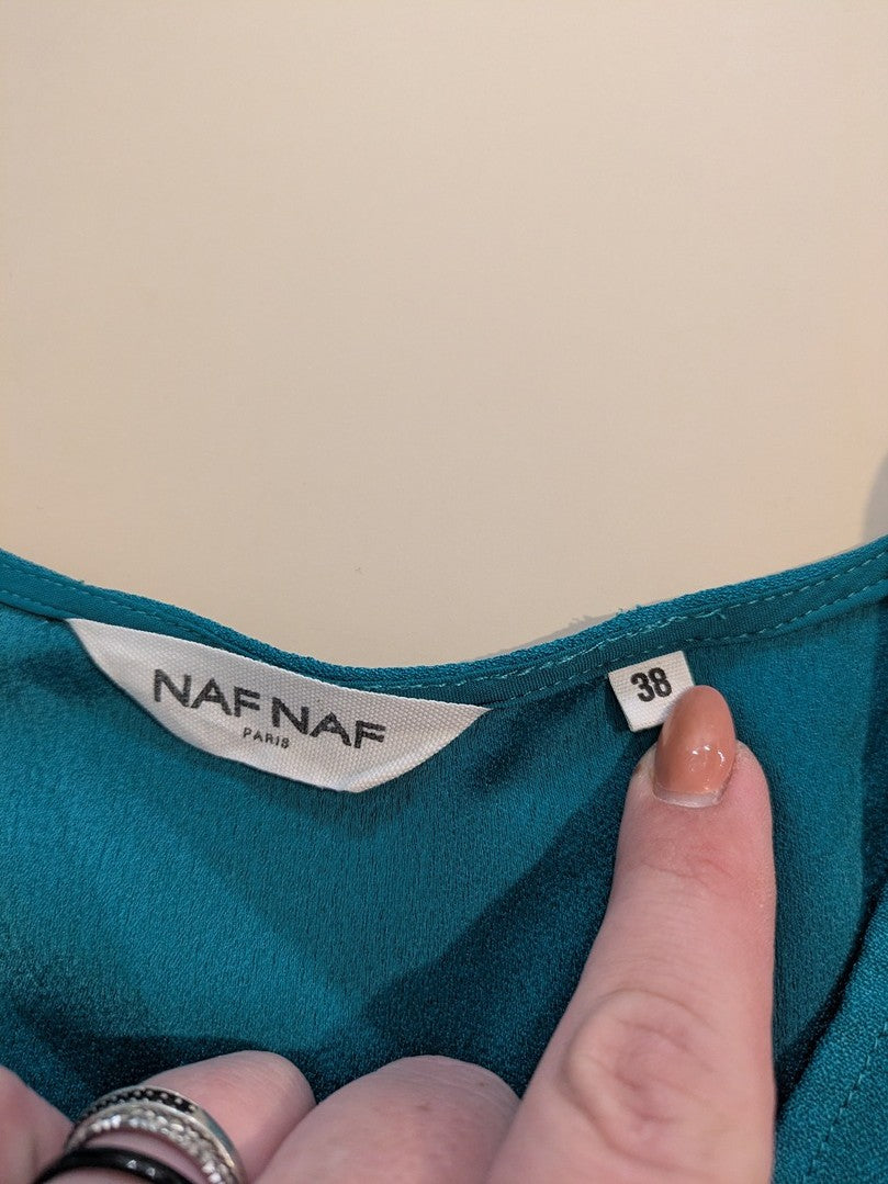 Robe Naf Naf - 38 - Turquoise - Manches plissées