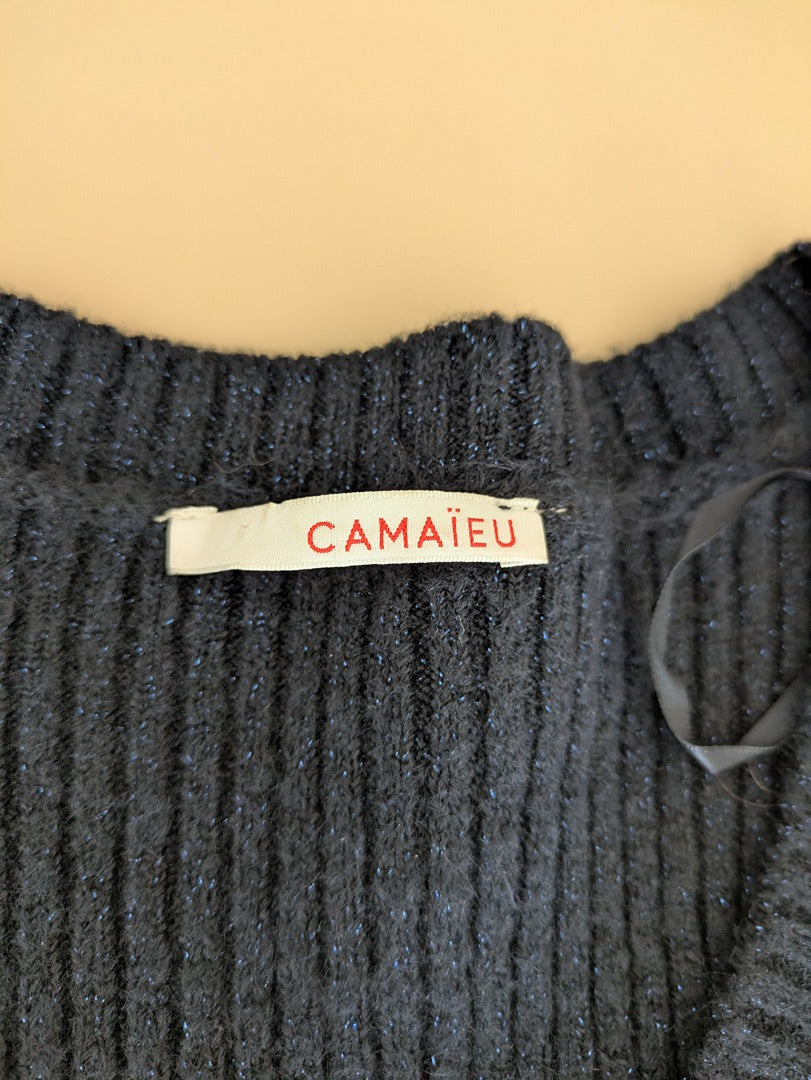 Robe pull Camaïeu - M - Gris - Longue maille col V