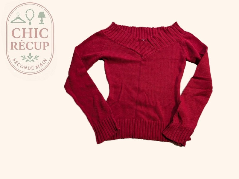 Pull Col V Cache Cache - S - Rouge - Mache-16