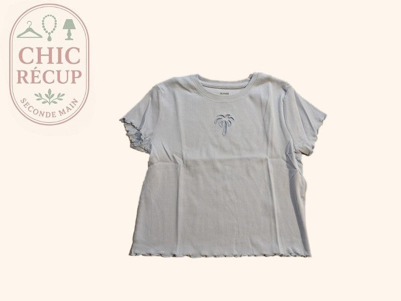 T-shirt Kiabi - 12 ans - Bleu clair - Palmier