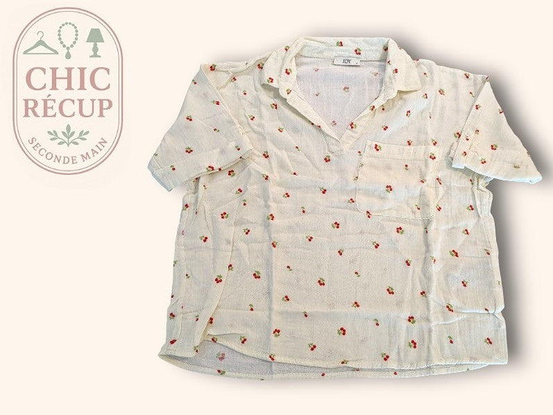 Chemisier blanc à fleurs rouges Jdy taille M