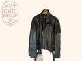 Blouson biker cuir Kerozen - 54 - Noir - Franges
