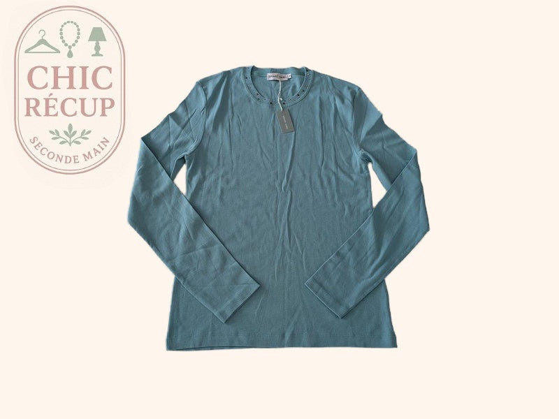 T-shirt manches longues Gerard Darel - 42 - Turquoise - Strass