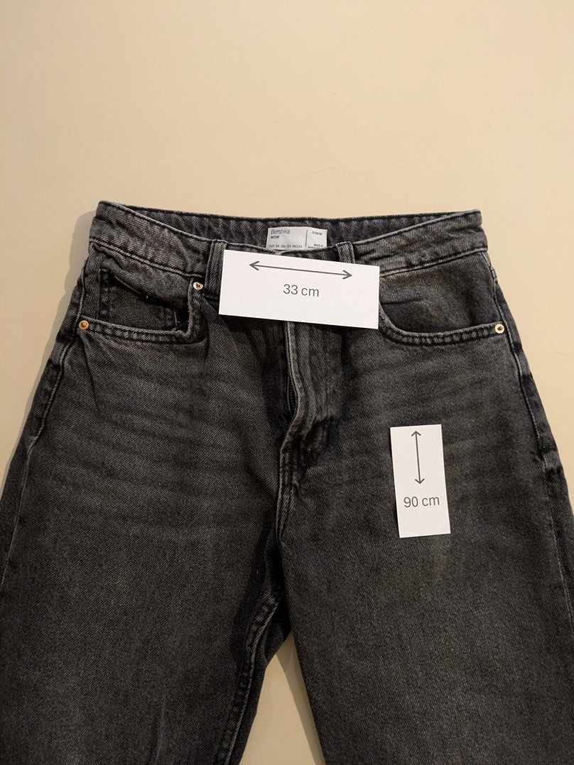 Jean Taille Haute Bershka - 34 - Gris - Vabar-05