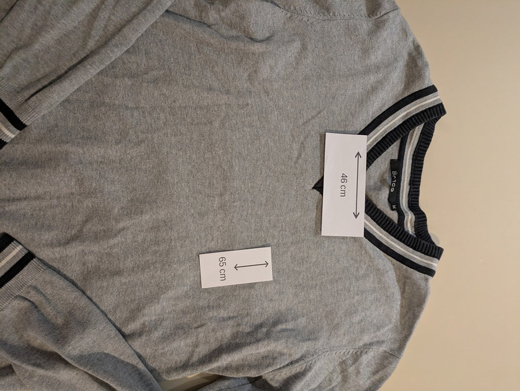 Pull col V Brice - M - Gris - Coton