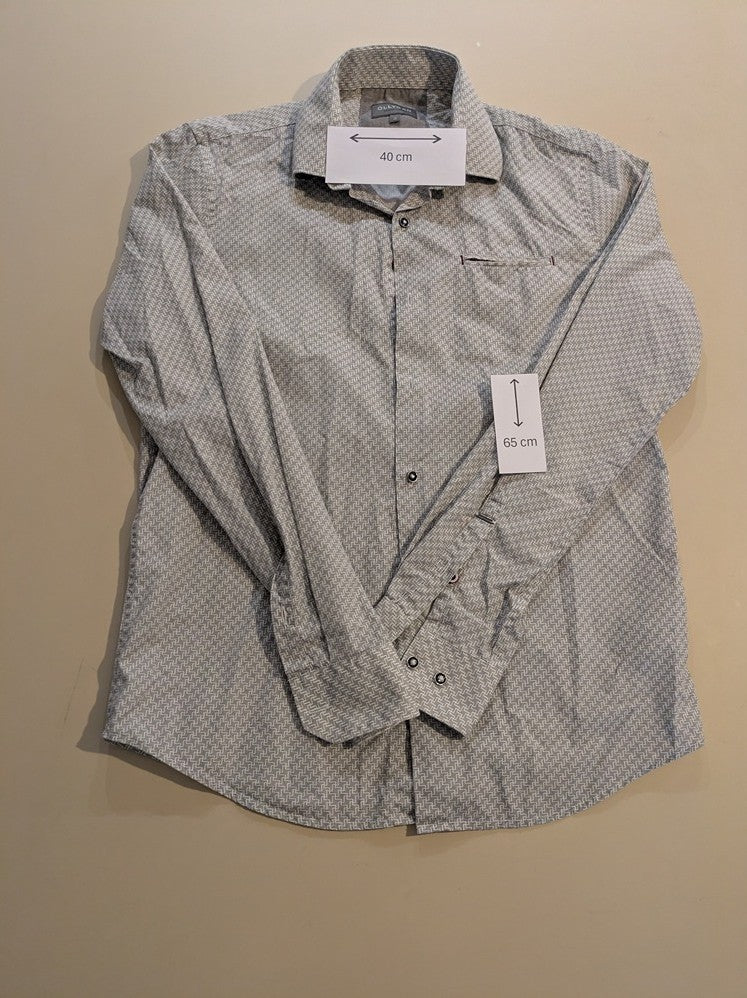 Chemise Unie Olly Gan - S - Gris, Blanc - Ayzan-98