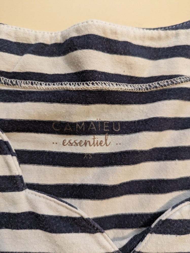 T-shirt Camaïeu - Xs - Blanc/marine - Qubur-89