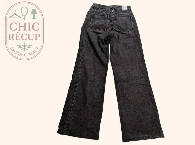 Pantalon à Jambes Large Zara - 34 - Noir - Mache-35