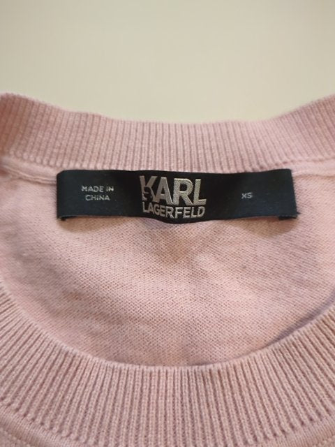 Pull - Karl Lagerfeld - Xs - Rose - Strass Coton Cachemire