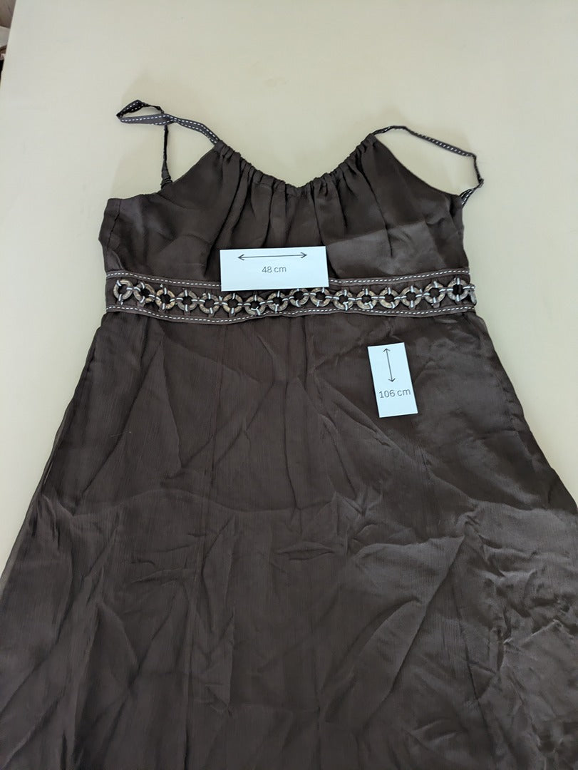 Robe midi Bandolera - 46 - marron - perles