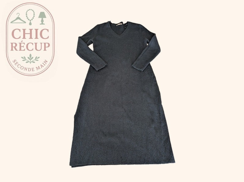 Robe pull Camaïeu - M - Gris - Longue maille col V