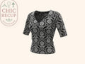 Blouse Mim - M - Noir, Blanc - Qubur-78