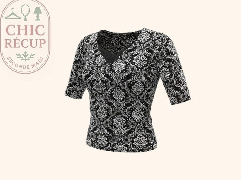 Blouse Mim - M - Noir, Blanc - Qubur-78