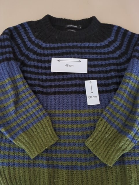 Pull Monoprix Femme - M - Vert - Rayé Noir Bleu