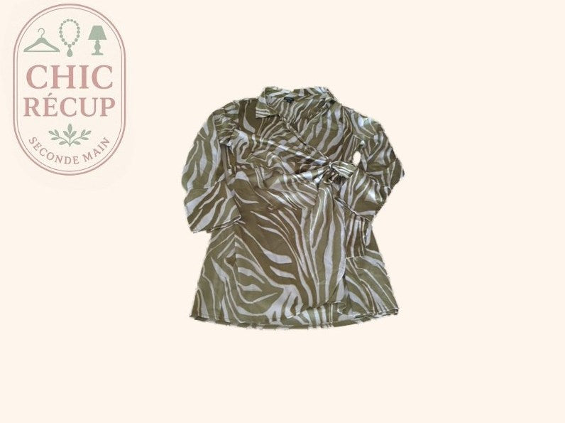 Robe portefeuille Boohoo - Eu 48 - Kaki - Zébrée