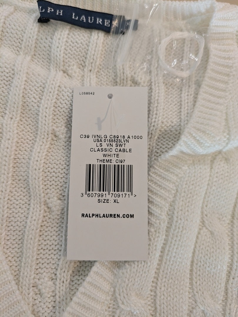Pull Col V Ralph Lauren - Xl - Blanc - Labag-153