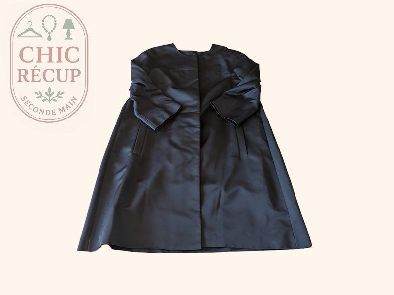 Manteau 1.2.3 - 40 - Navy - Col Rond Satiné