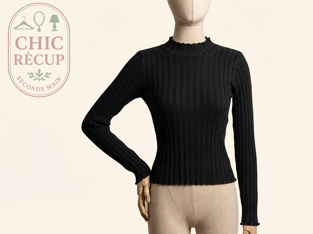Pull Zara - S - Noir - Côtelé 100% coton