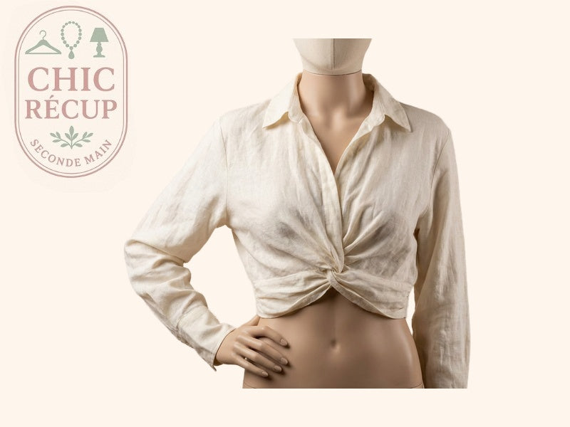Crop top Zara - Xs - Crème - Mélange lin et viscose