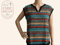 Blouse Manches Courtes Camaïeu - L - Bleu - Evvio-29