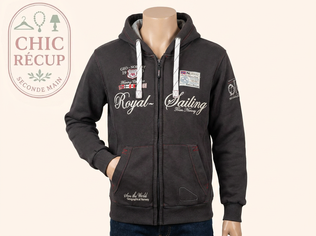 Sweat zippé - Geographical Norway - L - Noir - Fighter