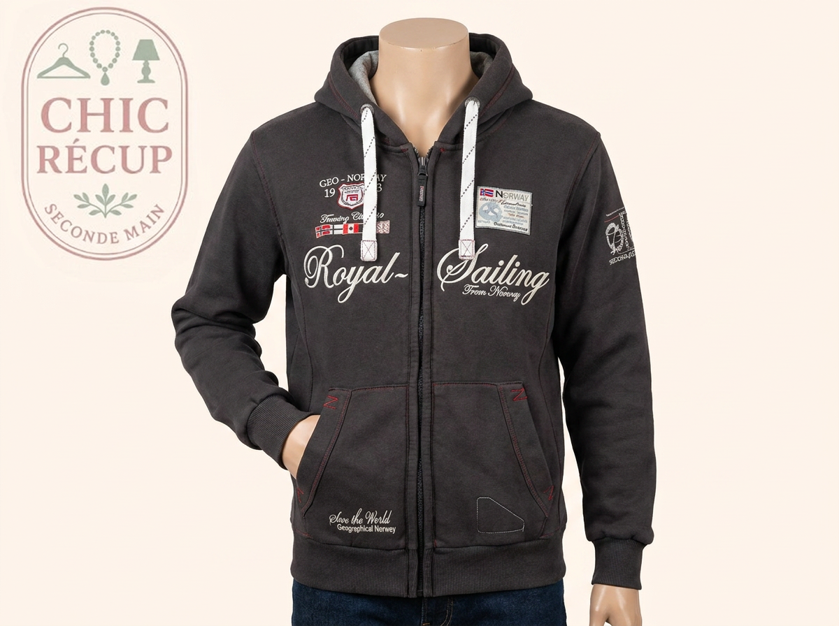 Sweat zippé - Geographical Norway - L - Noir - Fighter