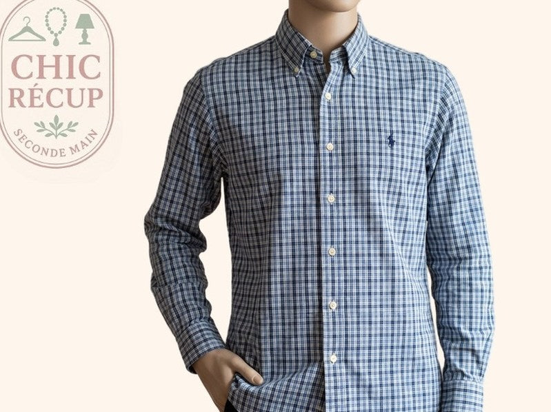 Chemise Ralph Lauren à carreaux bleus pour homme