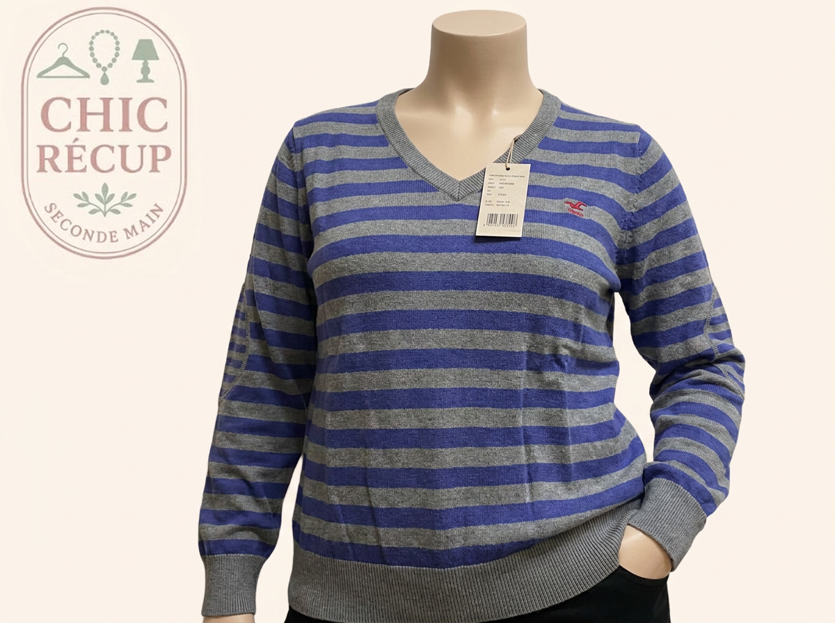 Pull Col V Polo Sylt - Xxxl - Gris/bleu - Labag-197