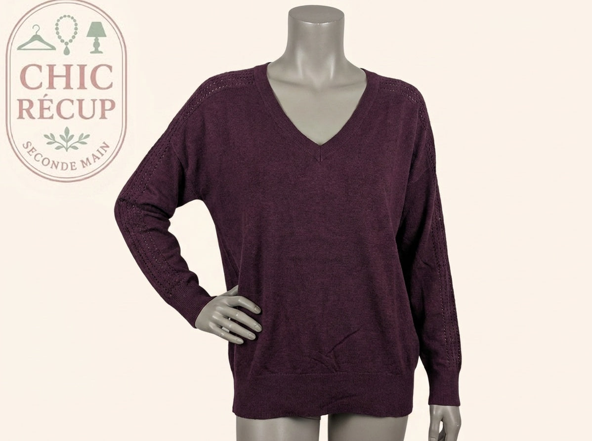 Pull col V Naf Naf - Xs - Bordeaux - 57x48
