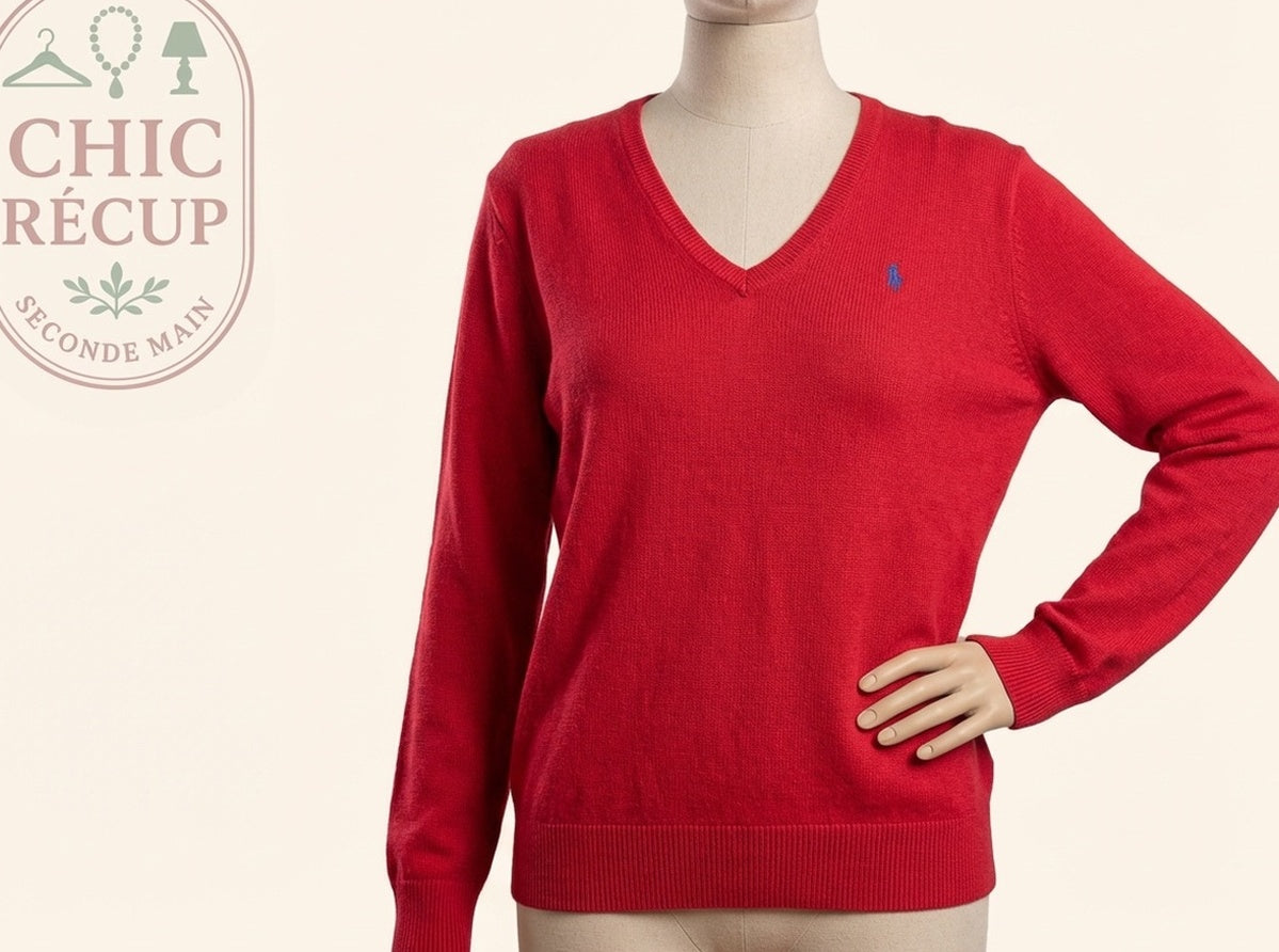 Pull Col V Ralph Lauren - M - Fuchsia - Casor-16