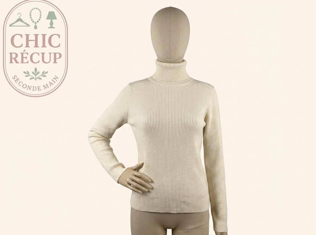 Pull Col Roulé H&m - M - Crème - Shbad-98