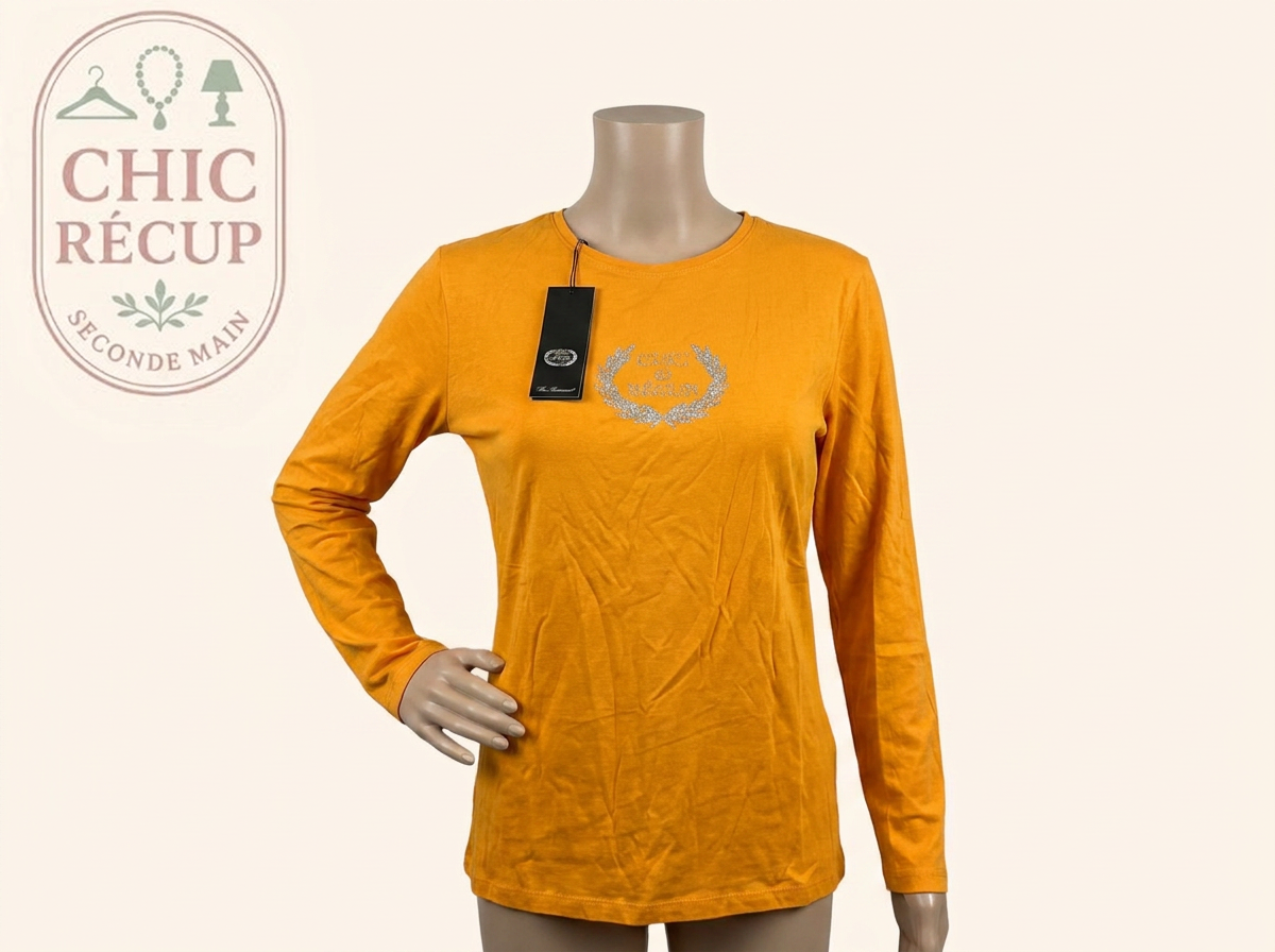 T-shirt Jzq Elle by Jezequel - 46 - Jaune - Logo strass