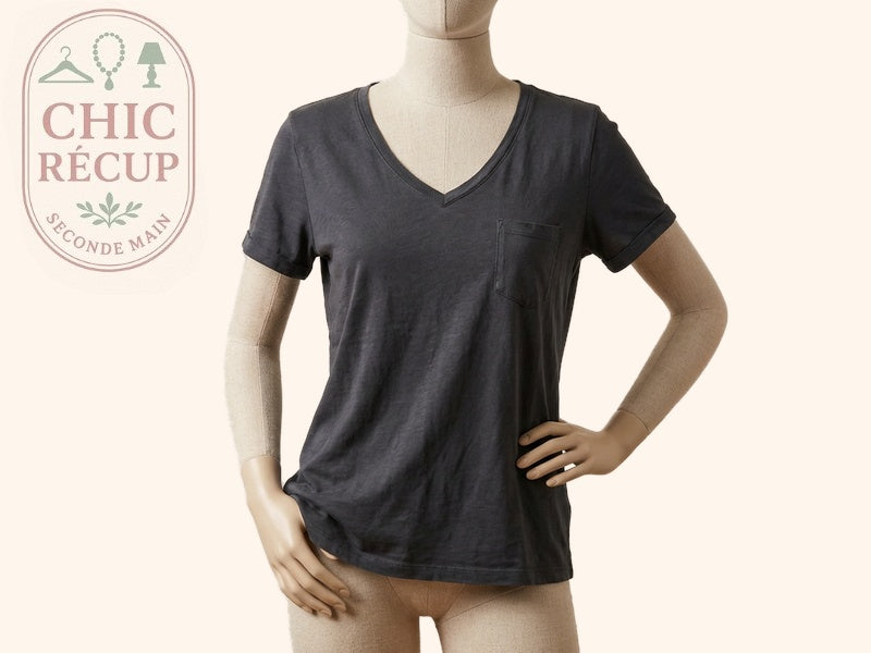 T-shirt col V Charlior - S - Noir - 911065