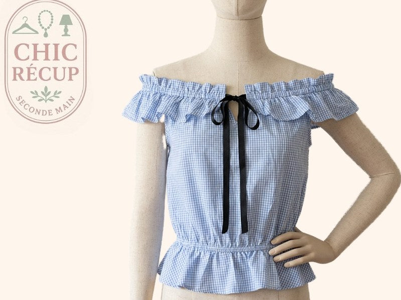 Debardeur Brigitte Bardot - M - Bleu/blanc - Lubel-37