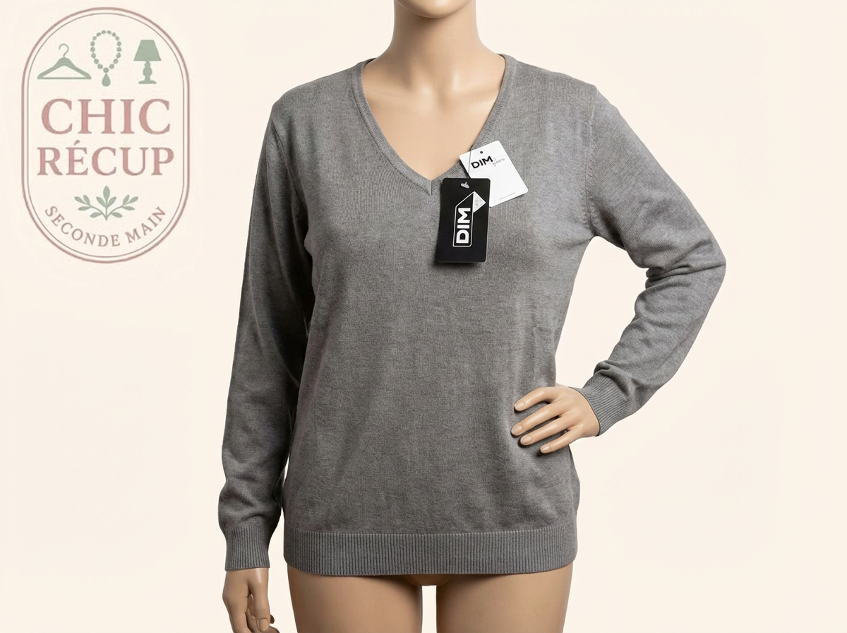Pull col V Dim - Xl - Gris - 7859