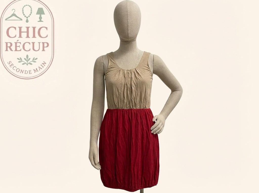 Robe Midi Etam - M - Beige, Rouge - Qu-bur-60