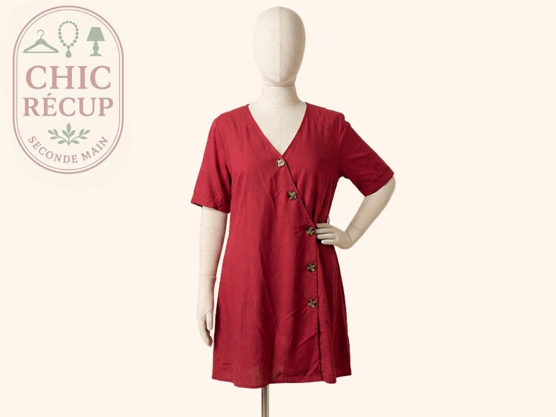 Robe Kiabi - Xl - Bordeaux - Boutonnée