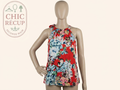 Top halter Camaïeu - M - Rouge - Fleuri