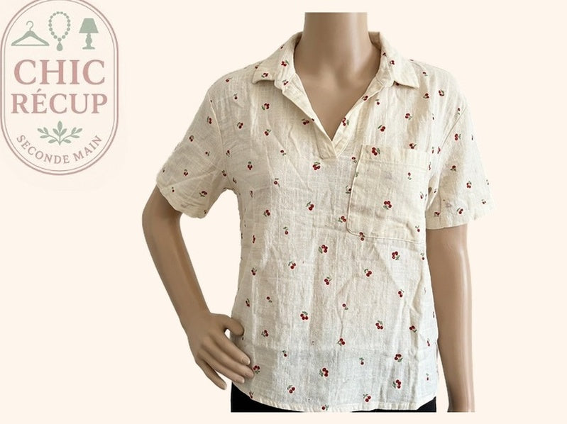 Chemisier blanc à fleurs rouges Jdy taille M