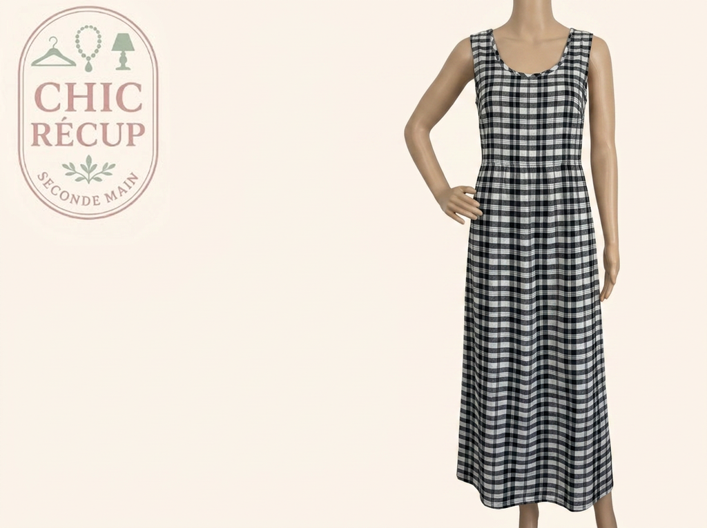 Robe longue Sans Marque - M - Noir - Vichy