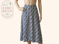 Jupe midi Vintage - 40 - Bleu - Boutonnée