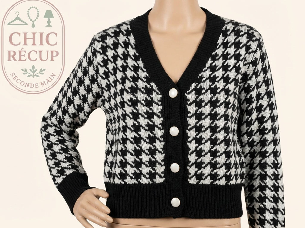 Cardigan Made In Italy - M - Noir/blanc - Lubel-35