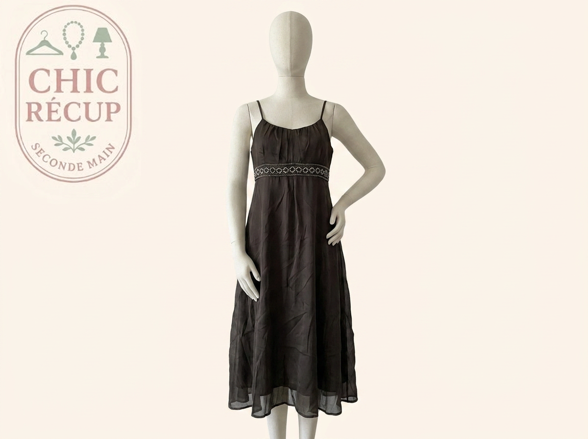Robe midi Bandolera - 46 - marron - perles