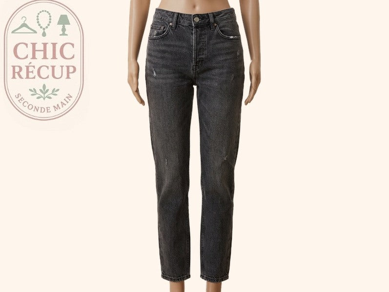 Jean Taille Haute Bershka - 34 - Gris - Vabar-05