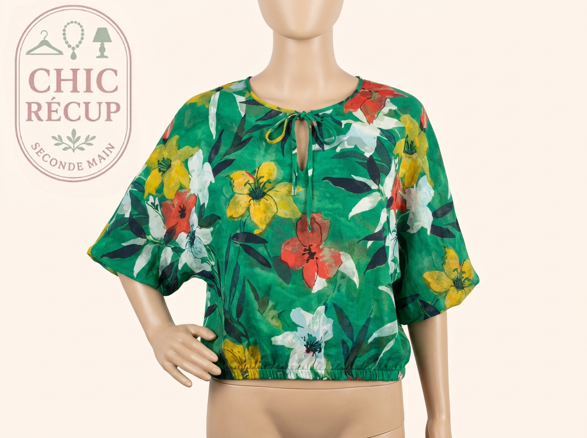 Blouse Salsa Xs vert fleurs