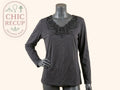 T-shirt manches longues Damart - L - Gris - Broderie