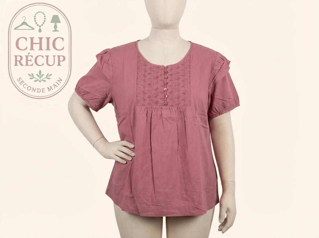Blouse Damart - 46 - Rose - Broderies