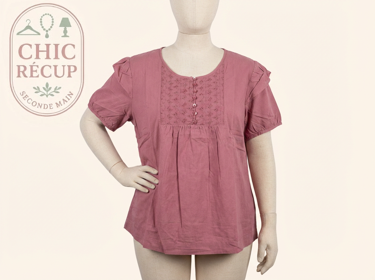 Blouse Damart - 46 - Rose - Broderies